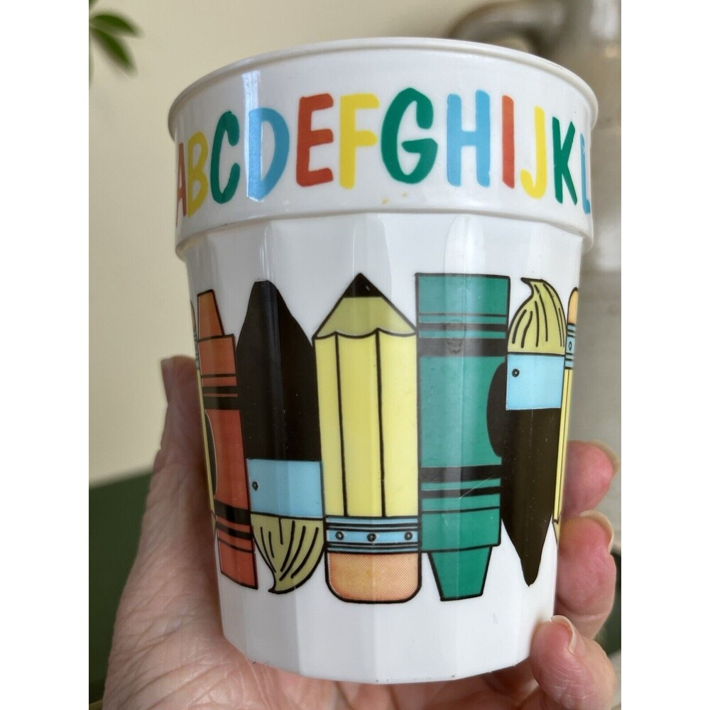 Vintage Child’s Junior Sipper Alphabets Drink Cups (Set Of 7) 4” x 3 1/4” / GOOD